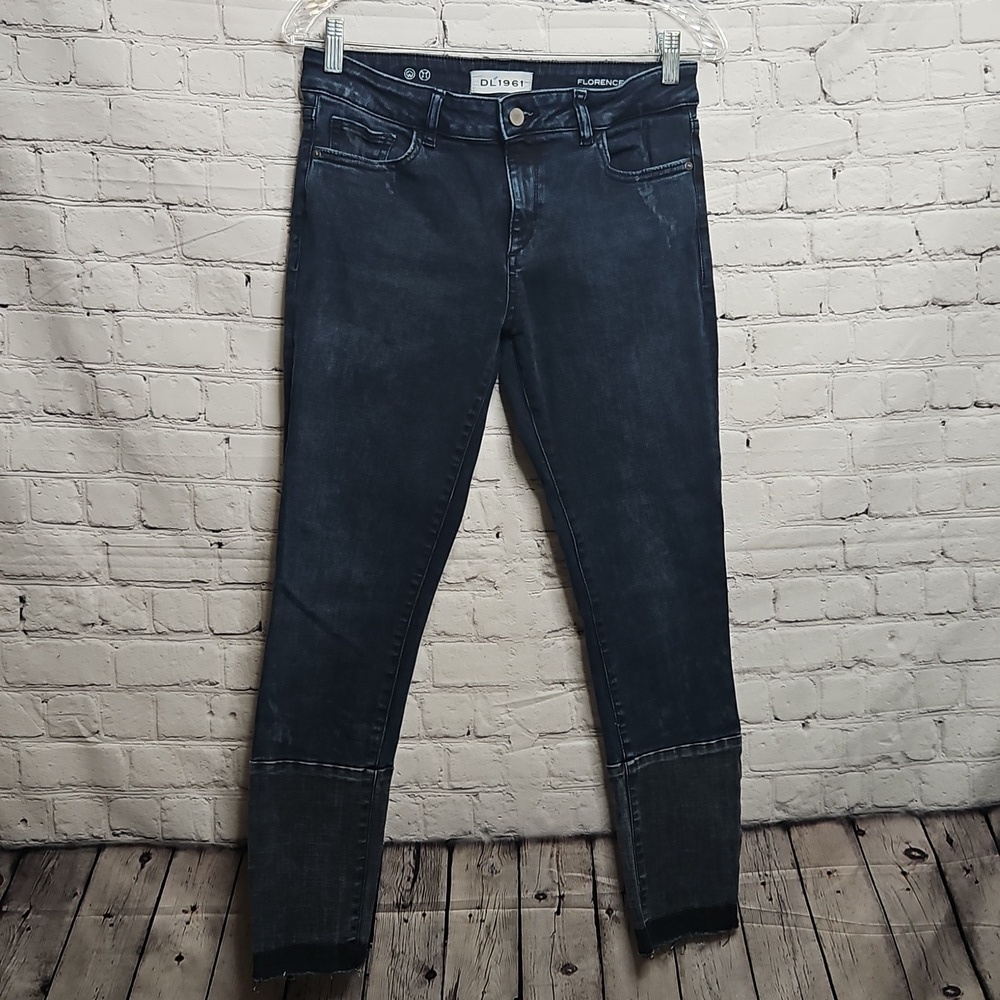 DL 1961 Florence Instasculpt Cropped Skinny Jeans Dark Blue Size 28